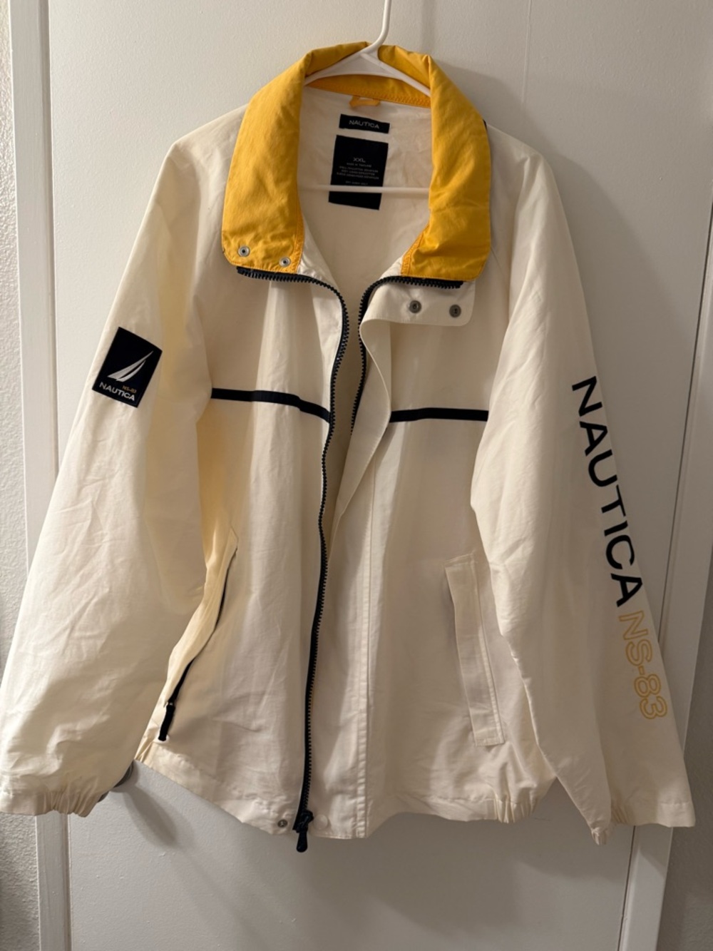 Nautica Cream Jacket with Yellow Contrast Collar